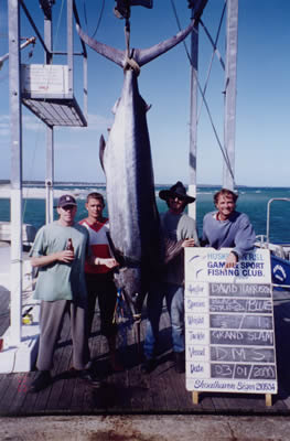 Grand Slam aboard boat DMS, 3 Striped Marlin, 1 Black Marlin and 180 Kg Blue Marlin.