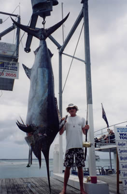 Dave

      Venn's 520 lb Black Marlin taken aboard Liberty during White Sands Tournament

      2000.