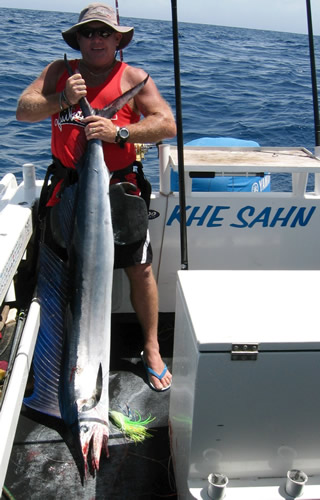 ANGLER: Peter Childs  SPECIES: Short Billed Spearfish WEIGHT: Est. 30 Kg LURE: J.B. 10inch Lumo Dingo
