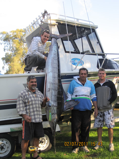 ANGLER: John Cassar  SPECIES: Striped Marlin  WEIGHT: 100 Kg LURE: JB Lures, Small Lumo Dingo