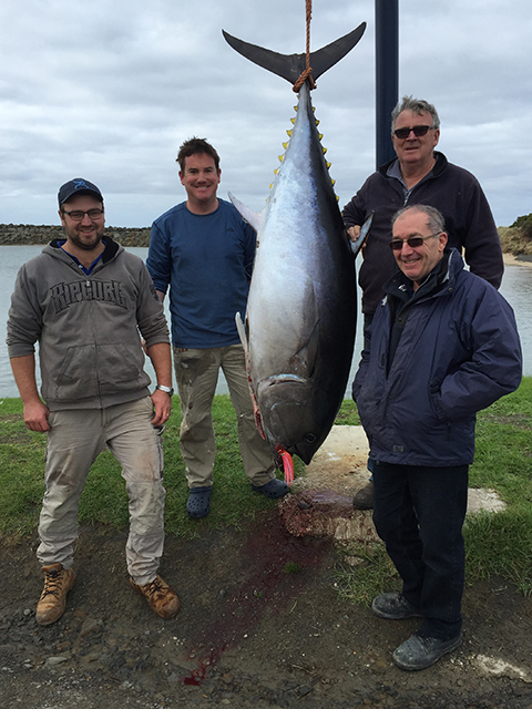 ANGLER: Jeff Begg SPECIES: Southern Bluefin Tuna
WEIGHT: 90kg gilled and gutted LURE: JB Lures, 8" Little Dingo.