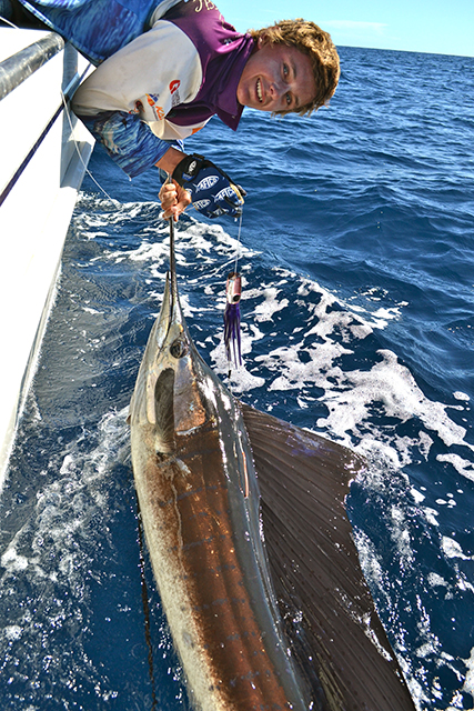 ANGLER: Toby Mason SPECIES: Sailfish
WEIGHT: Est. 30kgs LURE: JB Lures, 11" Medium Chopper.