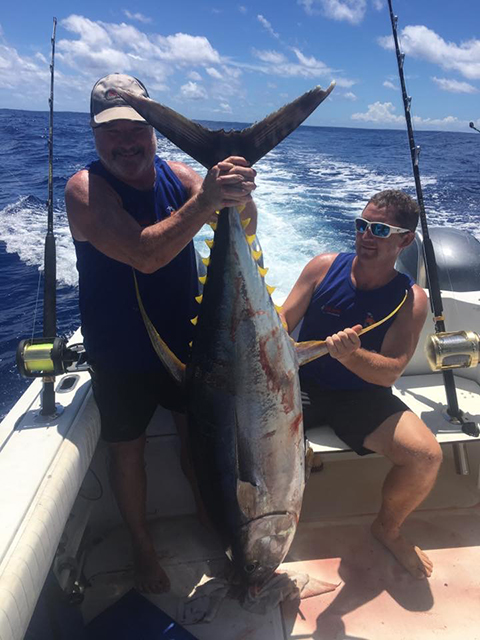 ANGLER: Mike Rohan  SPECIES: Yellowfin Tuna WEIGHT: 70kg LURE: JB Lures Dingo.