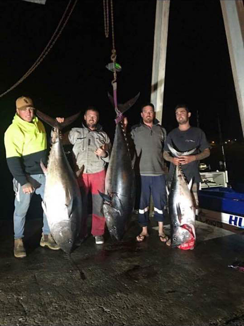 ANGLER:  SPECIES: SBT  WEIGHT: 94.5kg, 75.4kg and 30.5kg LURE: JB Little Dingos.